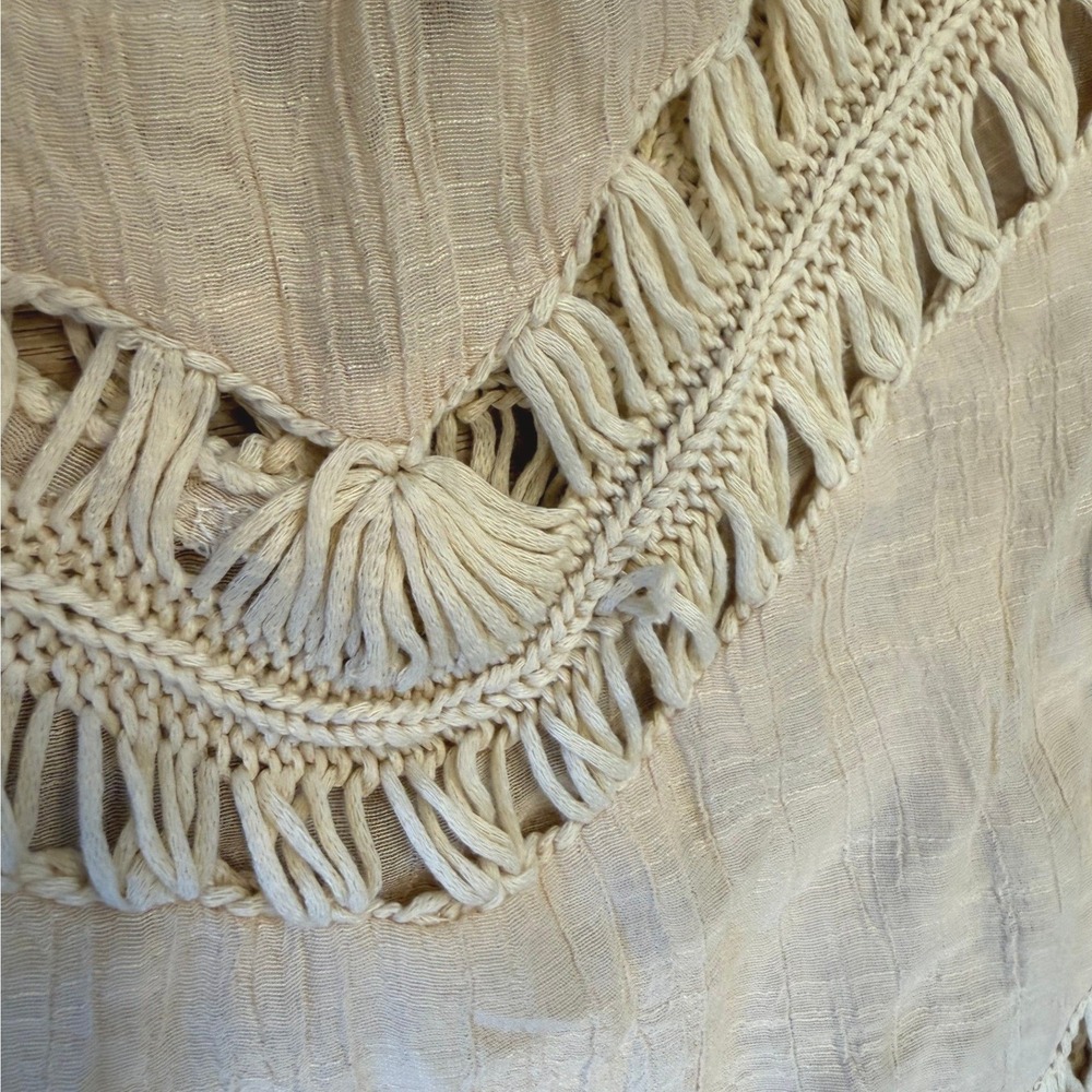 Vivid Collection Bohemian Crochet Swimsuit Cover-up Size Small - Cream Beige - Picture 7 of 9